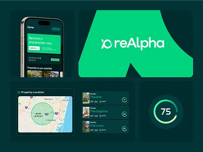 reAlpha: Mobile App for Real Estate app branding card design iphone logo maps mobile mockup real estate ui ux