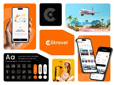 Cotravel: Inspiring Visual Identity Designs animation app app design brand branding design designstudio emblem illustration instatravel interface logo logotype mockup motion graphics orange social travel visual identity worldtraveler