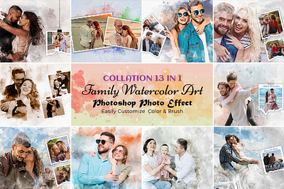 Family Watercolor Art Photoshop Photo Effect animation art photoshop art photoshop photo effect branding design effect family family watercolor illustration ink art modern photo effect photo effects photoshop photoshop action ui watercolor