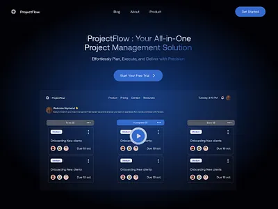 Project flow- An all in one SaaS platform for teams animation motion graphics ui