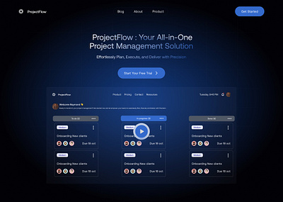 Project flow- An all in one SaaS platform for teams animation motion graphics ui