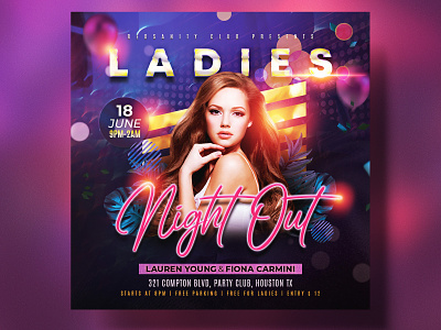 Club Party Flyer Template (PSD) club club flyer dj flyer flyer design graphic design ladies night flyer night club party flyer print design psd redsanity square flyer template