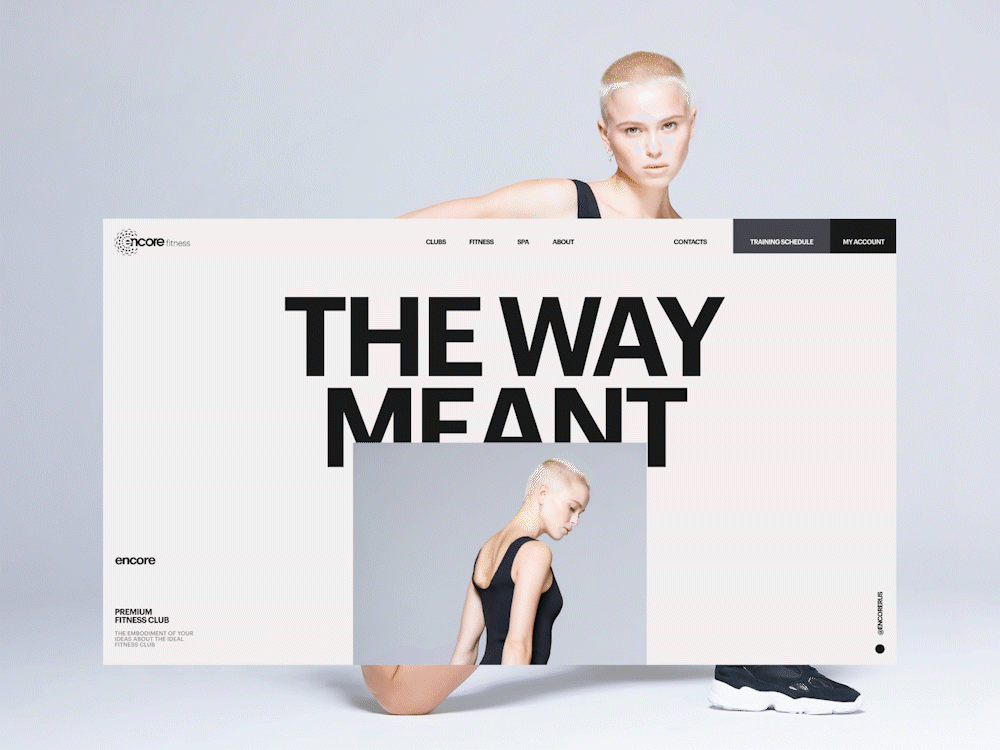 ENCORE Fitness clean concept design desktop fitness minimal sport ui web