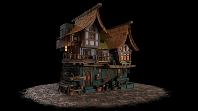 House 3d 3d artist after effects animation arnold blender branding cycles render design eevee fantasy house lighting maya modeling rendring