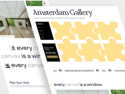 Amsterdam Gallery - Art Exhibition Landing Page Website animation app art art exhibition art gallery design landing page motion motion graphics puzzle ui ui design ux web web design website