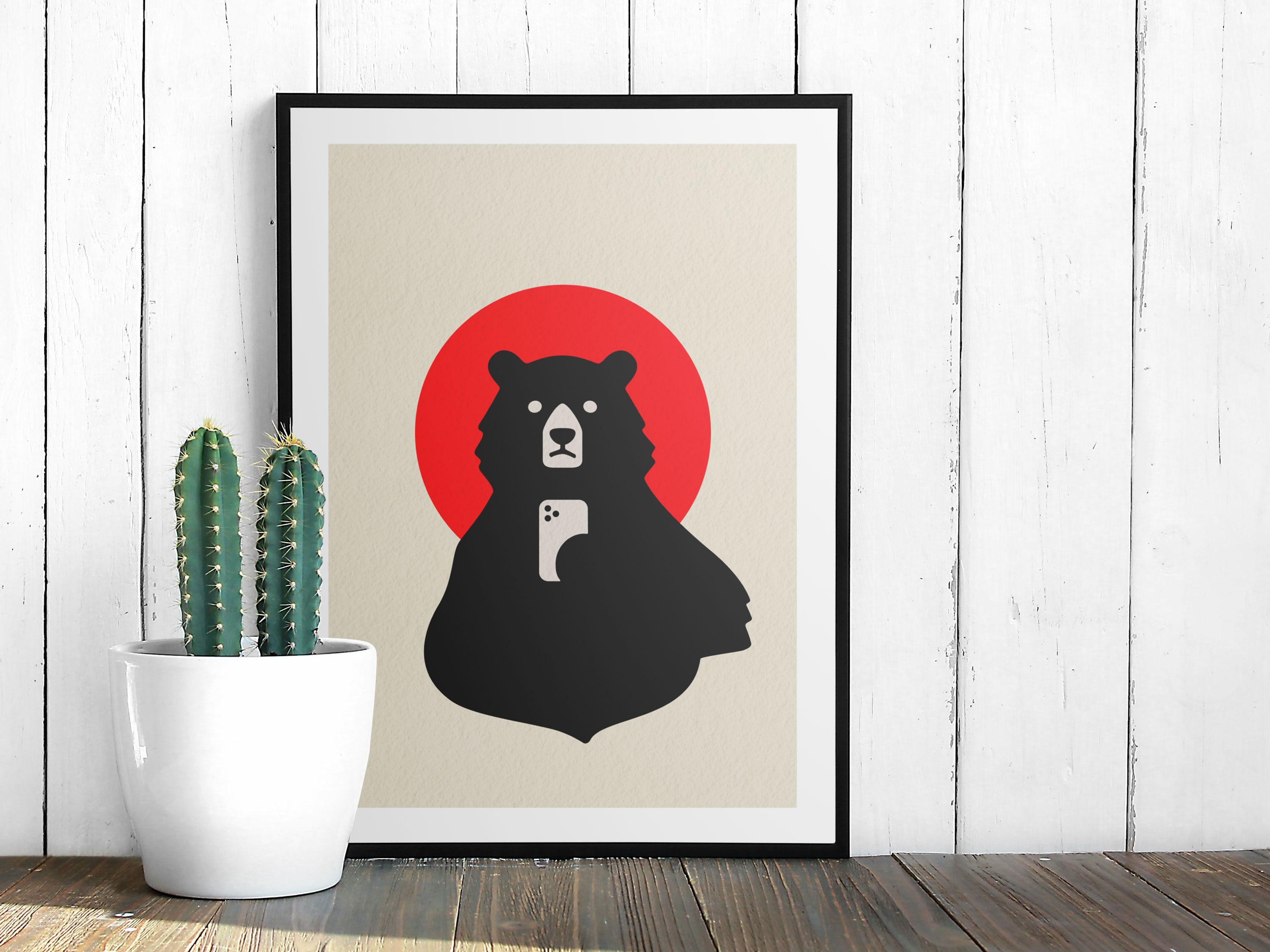 bear selfie poster bear camera graphic design mobile photo portrait poster print selfie shot