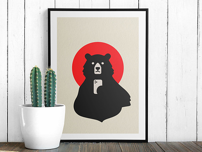 bear selfie poster bear camera graphic design mobile photo portrait poster print selfie shot