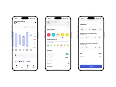 Sleeping Mobile App UI Elements app app ui app ui elements health app design health design health mobile app medical app medical tracking app mobile mobile app progress tracker relax sleep tracker sleeping sleeping mobile app sleeping ui therapy app ui element