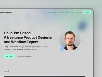 Personal Portfolio LP Animations animation design grey landing page lp personal personal brand portfolio product designer scroll animation showcase turquoise ui uidesign web web designer webdesign webflow webflow expert website