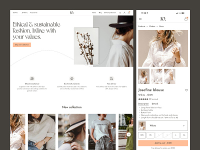👗 Josefine design ecommerce fashion homepage online store shop typography ui ux