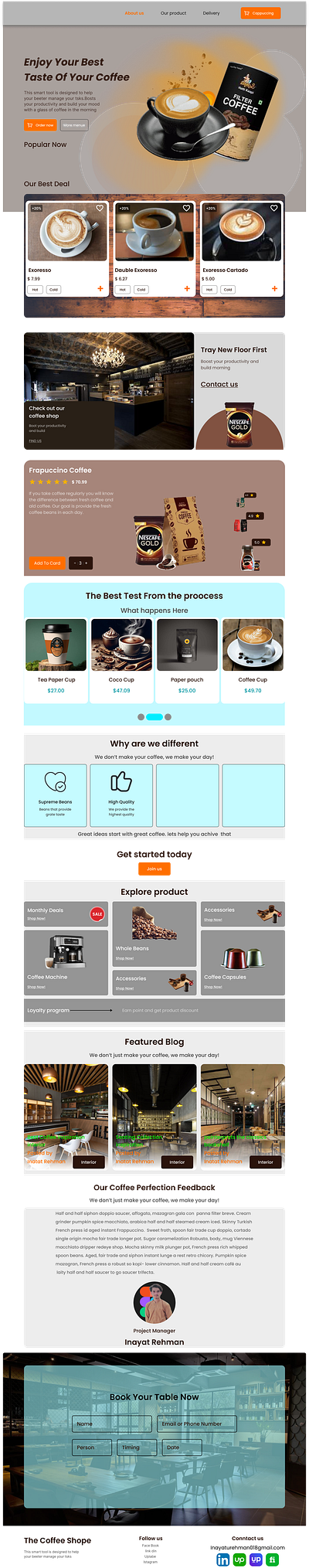 Cofee Web Lending Page/ animation branding graphic design ui