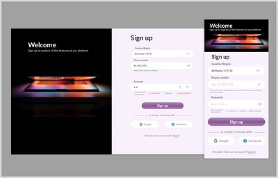 Sign up page app sign signup ui ux