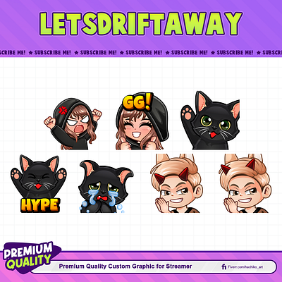 Black Cat Twitch Emote For Raiden By Hachiko_Art animal cat chibi cute design discord emotes facebook emotes illustration kitten loyalty badges pet sub badges sub emotes twitch emotes youtube emotes