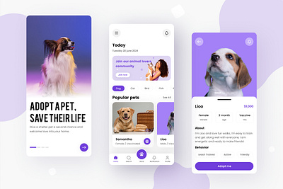 Paws & Pixels: Pet's Mobile App Design animal care app animals consistency designs dog care app dogs figma mobile app mobile application pet care app pet store application petshop uiux user interface users veterinary app