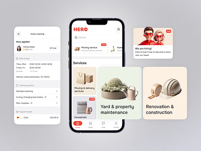 Hero24 — talent marketplace app application design mobile services ui ux
