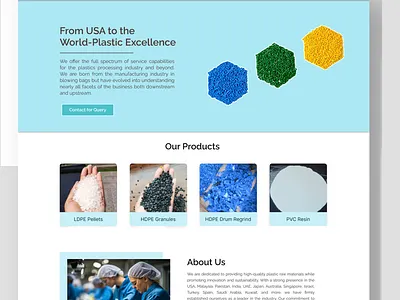 Plastic Manufacturing Company Website UI fullwebsite graphic design home page landing page manufacturer manufacturing manufacturing compa plastic raw material ui ui ux websitedesign wholewebsite