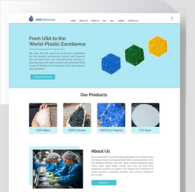 Plastic Manufacturing Company Website UI fullwebsite graphic design home page landing page manufacturer manufacturing manufacturing compa plastic raw material ui ui ux websitedesign wholewebsite