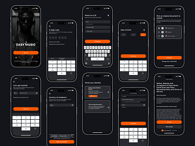 Onboarding process in music label mobile app art branding design intro music onboarding product design registration support ui ux