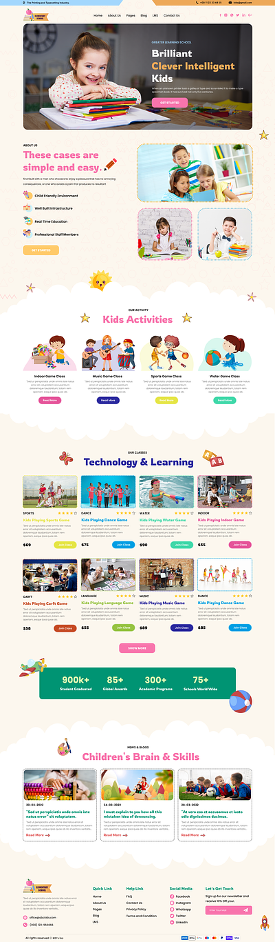 Kids Academy Website Home Page kids academy kids academy website website home page website landing page website page