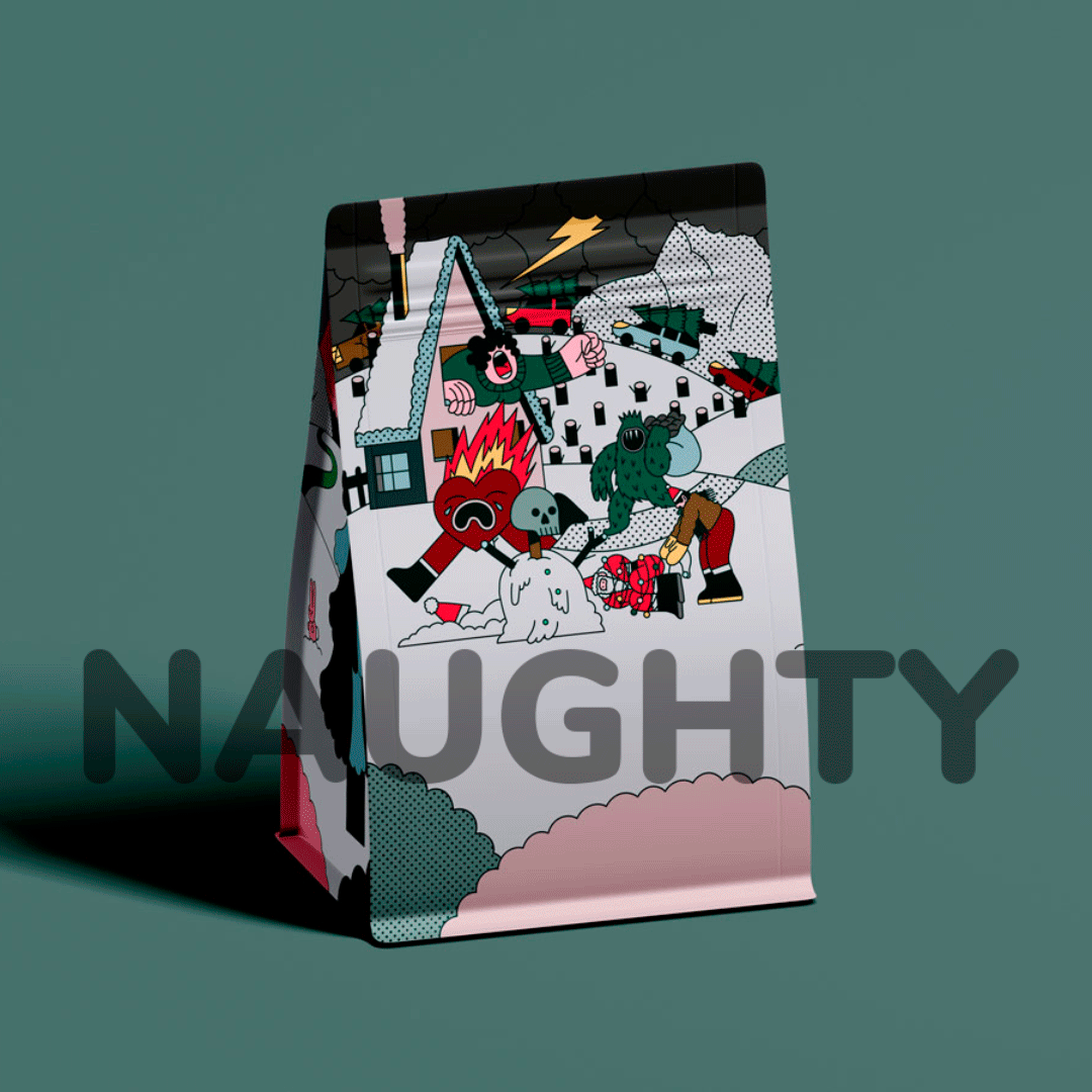 Toby's Estate - Christmas Pack adobe adobeillustrator branding christmas coffee content design graphic design illustration naughty nice pack packaging tobys vector vectordesign