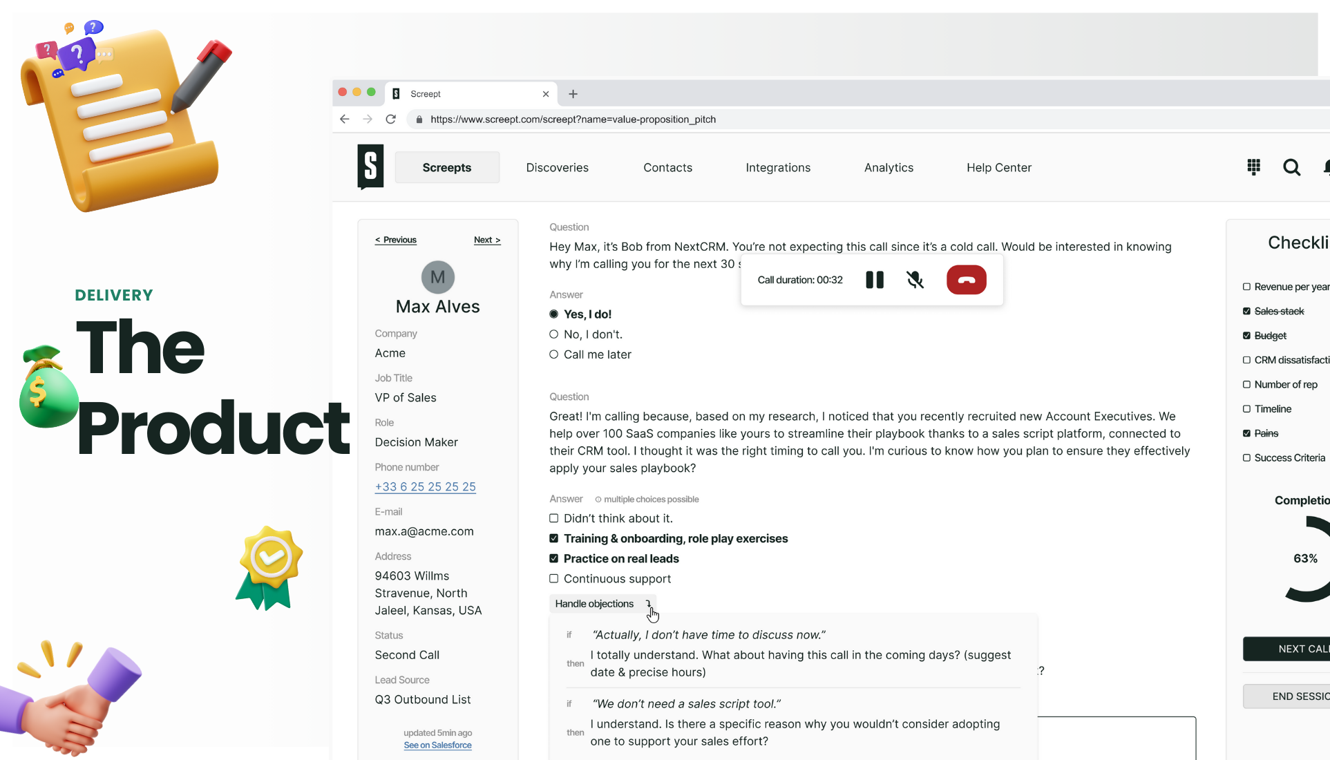 Screept - Where Sales people meet success app desktop app product design saas saas design sales enablement software ui ux design ux research uxui
