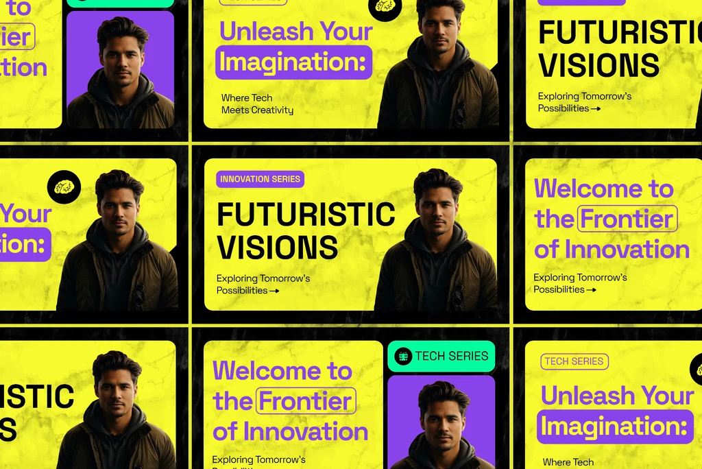 Futuristic Vision YouTube Pack editable design template glorify glorifyapp graphic design youtube channel assets youtube thumbnail youtube thumbnail design