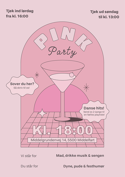 Pink Party Poster design graphic design illustration party poster vector