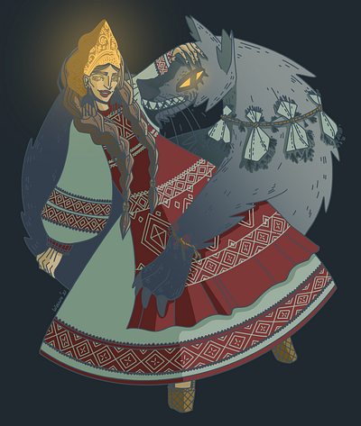 The Slavic Witch art digital art graphic design illustration slavic volf witch