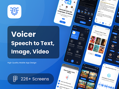 Voicer - Speech to Text, Image, Video App UI Kit ai app mobile speech speech to text video voice