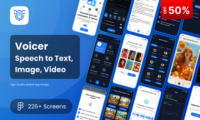 Voicer - Speech to Text, Image, Video App UI Kit ai app mobile speech speech to text video voice