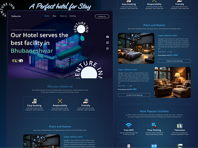 Venture Inn Hotel Landing page branding design dribble figma hotel ui ux