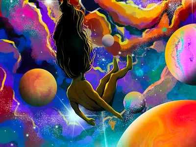 Falling art artist attitude colours dribbble emotion fallingdown illustration procreate ui universe