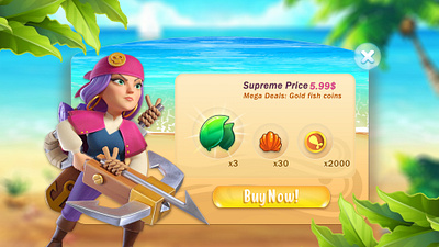Fish Game UI-Character Upgrade / Boost call to action (cta) fish collection game freemium game game art gold coin currency icon design in app purchase icon microtransactions mobile app design mobile game economy mobile game marketing progress bar design user acquisition user experience (ux) design user interface (ui) design