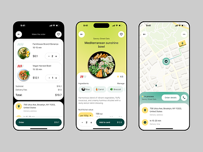 Order, Track, Eat: Your Food Delivery Solution (iOS Mobile App) android app breakfast delivery dinner food gradient ios map meal mobile order restaurant track ui