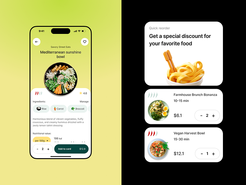 Order and Enjoy with Our Food Delivery App iOS, Mobile, Android android app apple breakfast delivery details dinner discount eat food gradient ios mobile order product details restaurant track ui