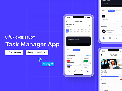 Task Management App | Case Study app blue case study design figma ios iphone management manager minimal mobile mockup product project task to do ui ux white