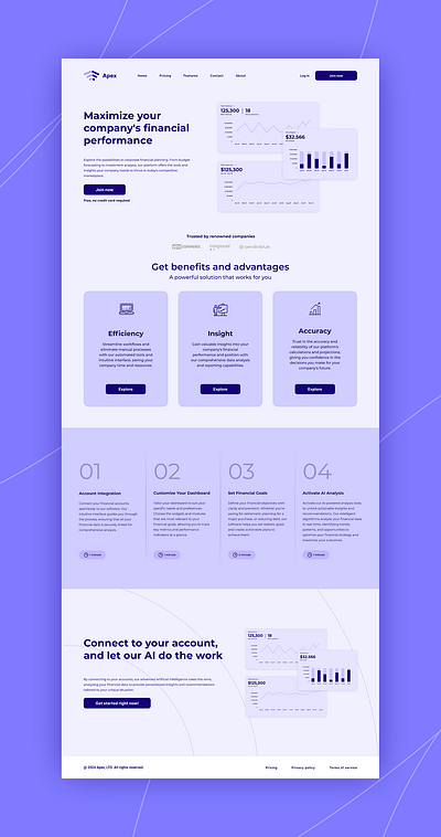 Finance Landing Page financial planing landing page monochromatic ui web design