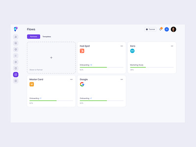 Partner Insight SaaS platform cards dashboard partnership platform saas ui