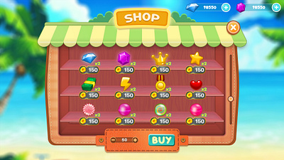 Candy Game UI-Shop buy button coin currency extra time flat design icon design in app purchases match tile puzzle game minimalist ui mobile app design mobile game ui design power ups price tag shop ui design shuffle user interface (ui) design