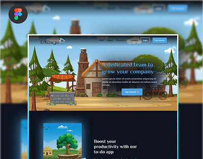 Village Intro Landing Page - UI Design design figma illustration landing page ui