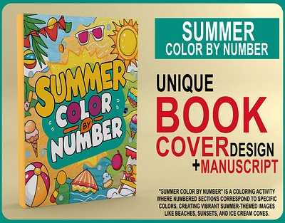 Summer Color By Number Book Cover Design bike logo book cover design book design books cover design brandign color by number color by number pages composition notebook cover design for kdp covers design gratitude journal book kdp book design kdp books cover kdp cover design kids book design social media post spring summer summer book cover summer crossword summertime