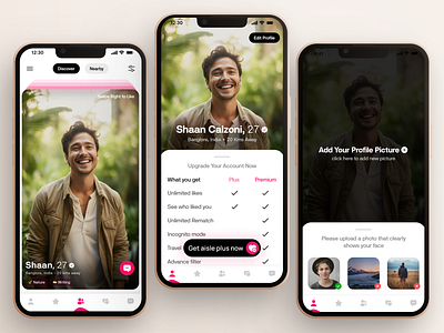 Dating App Mobile Design - IOS & Android ui | ux Design aisle android apple clean dating aoo ios mobile tinder ui ux