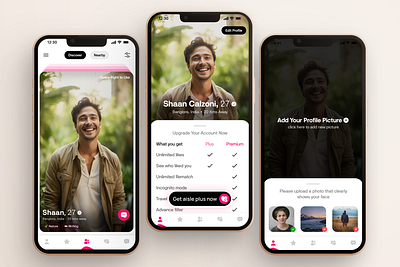 Dating App Mobile Design - IOS & Android ui | ux Design aisle android apple clean dating aoo ios mobile tinder ui ux