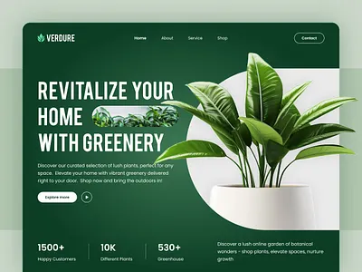 Verdure: Plants Landing Page Design consistency figma greenery indoor plants landing page outdoor plants plant care plant decor plant nursery plant selling plants uiux web design website