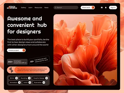 Hero screen for website Design Experience design designers hub illustration site ui uiux web design website