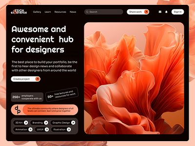 Hero screen for website Design Experience design designers hub illustration site ui uiux web design website
