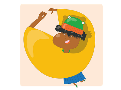 Shawl Dance with Froggy branding dance dancing design digital illustration frog graphic design illustration illustrator movement round shawl vector yellow
