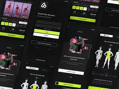 Sport Mobile App app application dance dark dark ui energy fitness ios minimal mobile mobile app modern run sport sport app story ui ux
