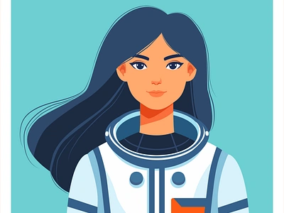 Astronaut. International Day of Human Spaceflight astronaut astronomy banner blue galaxy graphic design helmet holiday illustration international poster space space day spaceship spacesuit trips woman world