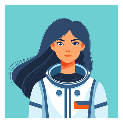 Astronaut. International Day of Human Spaceflight astronaut astronomy banner blue galaxy graphic design helmet holiday illustration international poster space space day spaceship spacesuit trips woman world